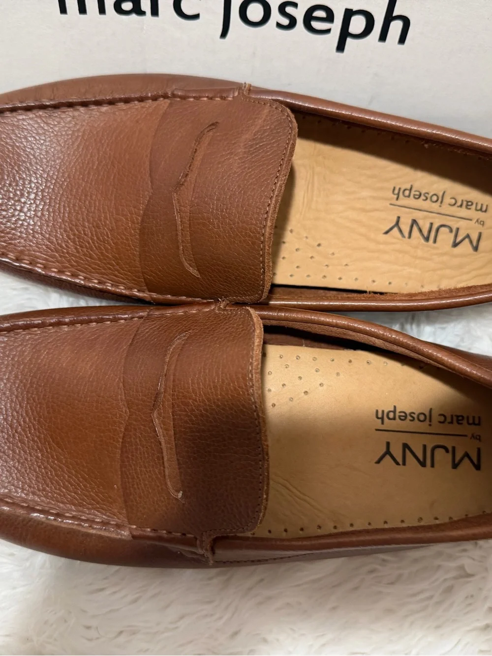 Marc Joseph Monaco Cognac Grainy 9.5 Brown leather loafers NEW
